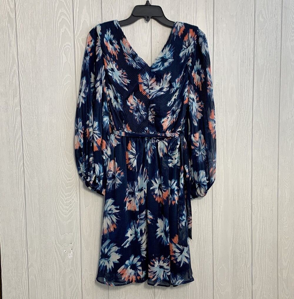 DKNY Blue Floral V-Neck Dress Size 8 NWT